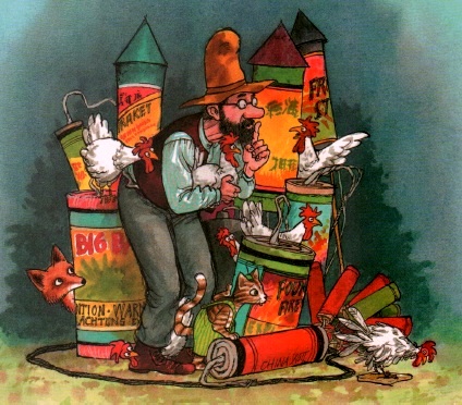  детские книги, свен нурдквист, петсон и финдус, охота на лис, иллюстрации к сказкам 