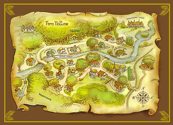 The Fern Hollow Map сказки леса, Джон Пейшенс, сказки папоротникового леса, карта сказочного леса