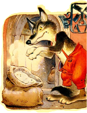 сказки онлайн бесплатно, волк и семеро козлят, иллюстрации Тони Вулф